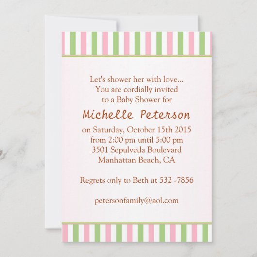 Niedlich rosa Elefantenmädchen Kinderdusche Einlad Einladung (Rückseite)