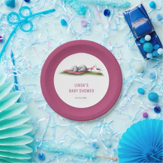 Niedlich rosa Elephant Baby Duschpapier Teller (Party)