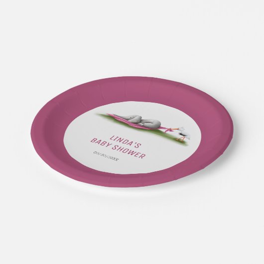 Niedlich rosa Elephant Baby Duschpapier Teller (Schrägansicht)