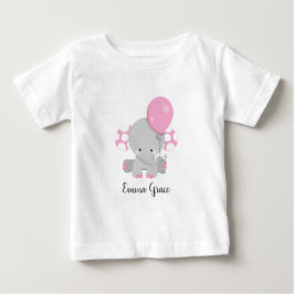 Niedlich rosa Elephant Girl Monogram Baby T-shirt
