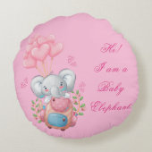 Niedlich rosa Elephant Rundkissen Rundes Kissen (Rückseite)