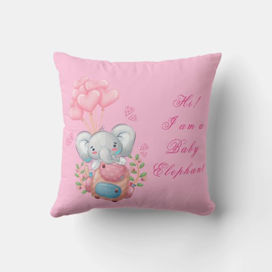 Niedlich rosa Elephant Throw Kissen (Rückseite)