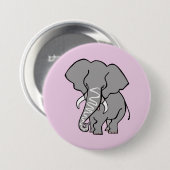 Niedlich rosa ELEPHANT - Tierlover - Wildfauna Button (Vorne & Hinten)