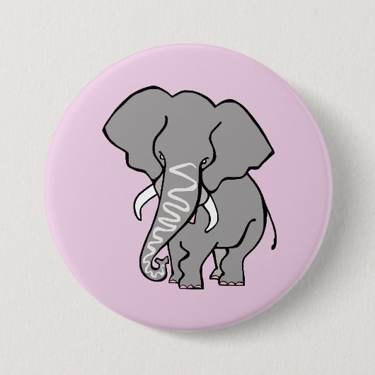 Niedlich rosa ELEPHANT - Tierlover - Wildfauna Button (Vorderseite)