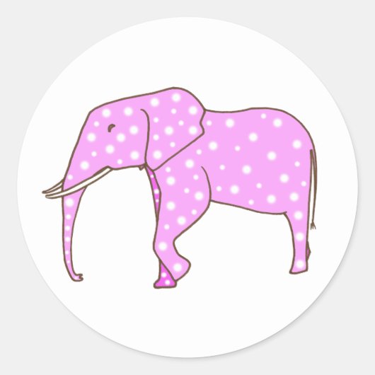 Niedlich rosa Elephant White Polka Dots Stickers (Vorderseite)