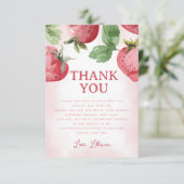 Niedlich Rosa Erdbeere Dankeskarte (Stehend Vorderseite)
