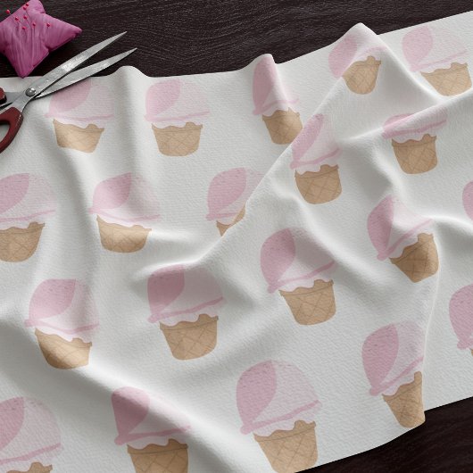 Niedlich rosa Erdbeere Ice Creme Cone Muster Stoff