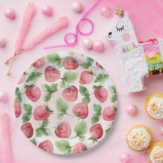 Niedlich Rosa Erdbeere Pappteller (Party)