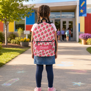 Niedlich Rosa Erdbeere Personalisiert Bedruckter Rucksack