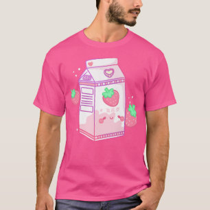 Niedlich Rosa Erdbeermilch Kawaii Retro 90 T-Shirt