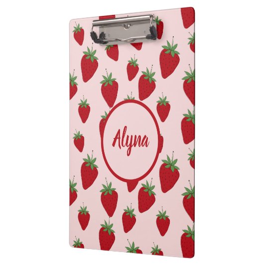 Niedlich rosa Erdbeermuster Zwischenablage Klemmbrett (Links)