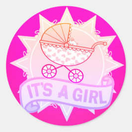 Niedlich rosa Es ist ein Märchengeschlecht, der Au Runder Aufkleber