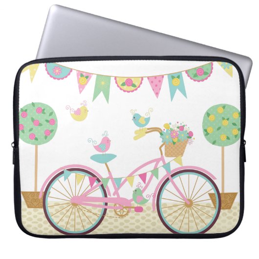 Niedlich rosa Fahrrad Laptopschutzhülle (Vorderseite)