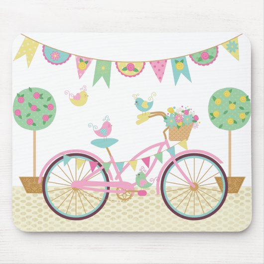 Niedlich rosa Fahrrad Mousepad (Vorne)