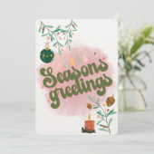 Niedlich-rosa Familien- oder Geschäftsreisekarte Feiertagskarte (Stehend Vorderseite)