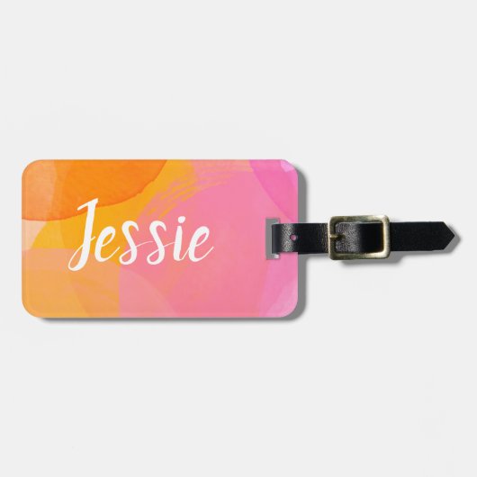Niedlich rosa Farbe benutzerdefinierte Skriptmonog Gepäckanhänger (Vorderseite horizontal)