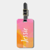 Niedlich rosa Farbe benutzerdefinierte Skriptmonog Gepäckanhänger (Vorderseite vertikal)