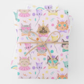 Niedlich rosa farbenfrohe Kitten Cat Lover Pattern Geschenkpapier Set (Beispiel)