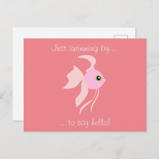 Niedlich rosa Fisch Postkarte (Vorne/Hinten)
