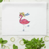 Niedlich rosa Flamingo auf Skaten Geschirrtuch (Gefaltet)