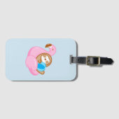Niedlich rosa Flamingo Float Sloth Gepäckmarke Gepäckanhänger (Vorderseite (Horizontal))