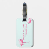 Niedlich rosa Flamingo Gepäckanhänger (Rückseite vertikal)