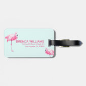 Niedlich rosa Flamingo Gepäckanhänger (Rückseite horizontal)