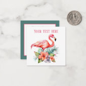 niedlich rosa Flamingo hinzufügen Name Strand Mitteilungskarte (Vorderseite/Rückseite Beispiel)