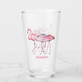 niedlich rosa Flamingo hinzufügen Namen Beach Glas (Rückseite)