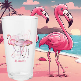 niedlich rosa Flamingo hinzufügen Namen Beach Glas