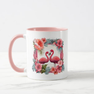 Niedlich rosa Flamingo hinzufügen Namen Hochzeitda Tasse