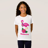 Niedlich rosa Flamingo hinzufügen Namen Mädchen T T-Shirt (Vorne ganz)