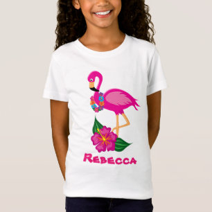 Niedlich rosa Flamingo hinzufügen Namen Mädchen T  T-Shirt