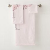 Niedlich-rosa-Flamingo-Illustration Badhandtuch Set (Insitu)