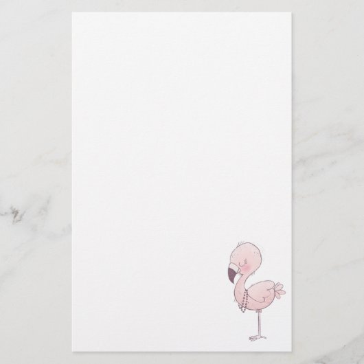Niedlich-rosa-Flamingo-Illustration Briefpapier (Vorderseite)