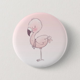 Niedlich-rosa-Flamingo-Illustration Button