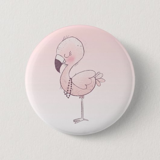 Niedlich-rosa-Flamingo-Illustration Button (Vorderseite)