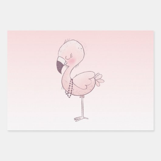 Niedlich-rosa-Flamingo-Illustration Geschenkpapier Set (Vorderseite 3)