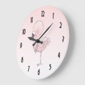 Niedlich-rosa-Flamingo-Illustration Große Wanduhr (Winkel)