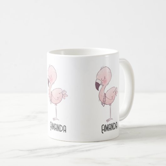 Niedlich-rosa-Flamingo-Illustration Kaffeetasse (VorderseiteRechts)