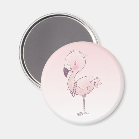 Niedlich-rosa-Flamingo-Illustration Magnet (Vorderseite/Rückseite)