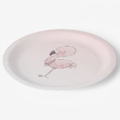 Niedlich-rosa-Flamingo-Illustration Pappteller (Schrägansicht)