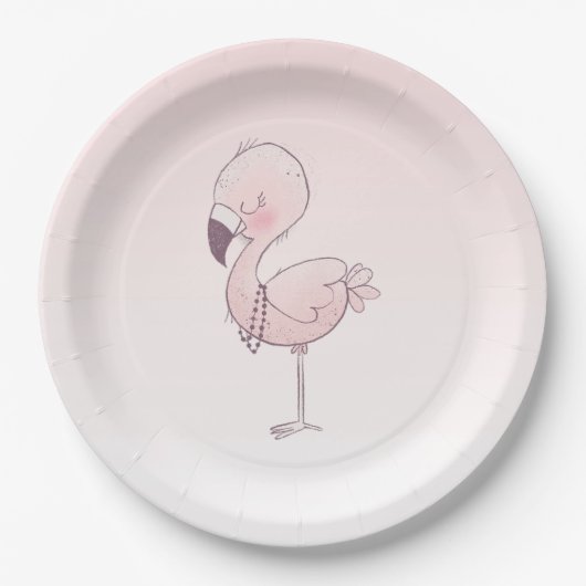 Niedlich-rosa-Flamingo-Illustration Pappteller (Vorderseite)