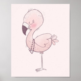 Niedlich-rosa-Flamingo-Illustration Poster