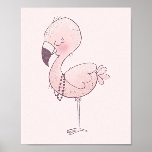 Niedlich-rosa-Flamingo-Illustration Poster (Vorne)