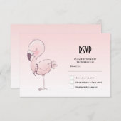 Niedlich-rosa-Flamingo-Illustration RSVP Karte (Vorne/Hinten)
