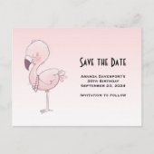 Niedlich-rosa-Flamingo-Illustration Save the Date Einladungspostkarte (Vorderseite)