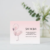 Niedlich-rosa-Flamingo-Illustration Save the Date Einladungspostkarte (Stehend Vorderseite)