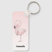 Niedlich-rosa-Flamingo-Illustration Schlüsselanhänger (Rückseite)