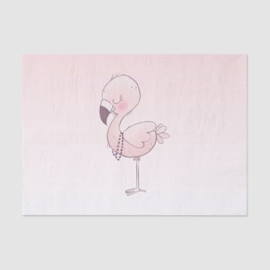 Niedlich-rosa-Flamingo-Illustration Seidenpapier (Vorderseite)